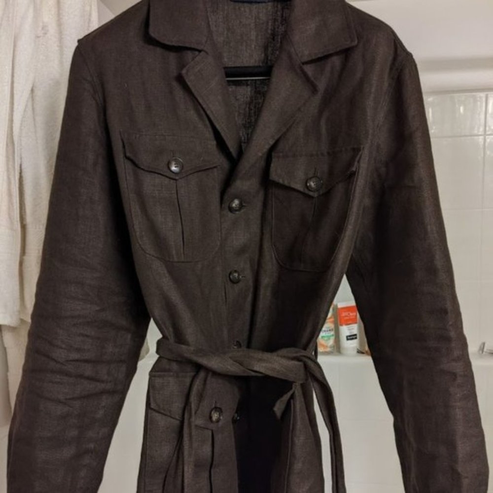 SuitSupply Brown Linen Safari Jacket